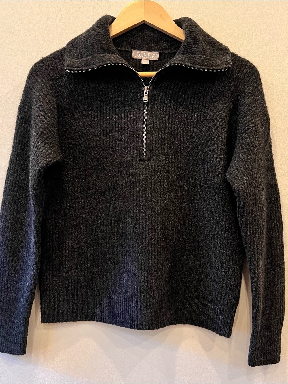 J.Crew Women’s Gray Quarter Zip Knit Pullover Sweater Merino Wool Alpaca XXS EUC